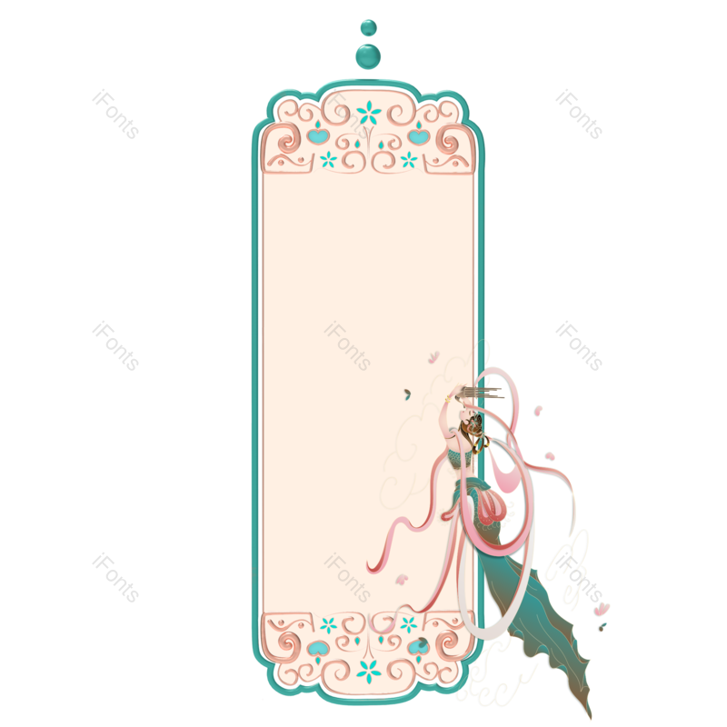 边框图片,中国风元素,乐器PNG,手绘人物免抠素材